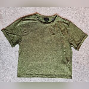 Ted Baker London Metallic Detail Boxy Tee in Khaki NWT 2
